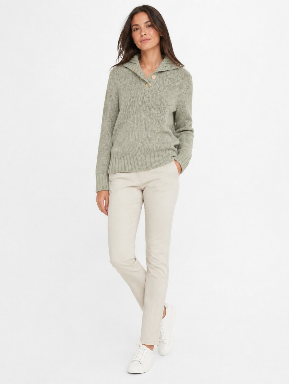 DKNY 100% Cotton Green Knit Sweater